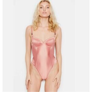 Victoria's Secret Pink Rose Satin Bustier Bodysuit size XL